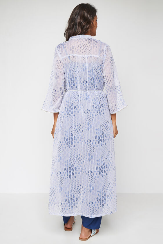 Blue Floral Top Dhoti With Overlay 3P Suit Set, Blue, image 3